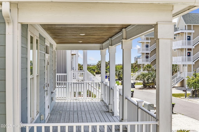 deck featuring covered porch