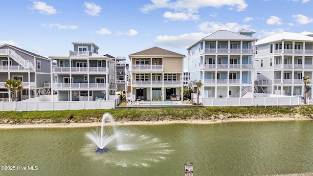 exterior space featuring a water view