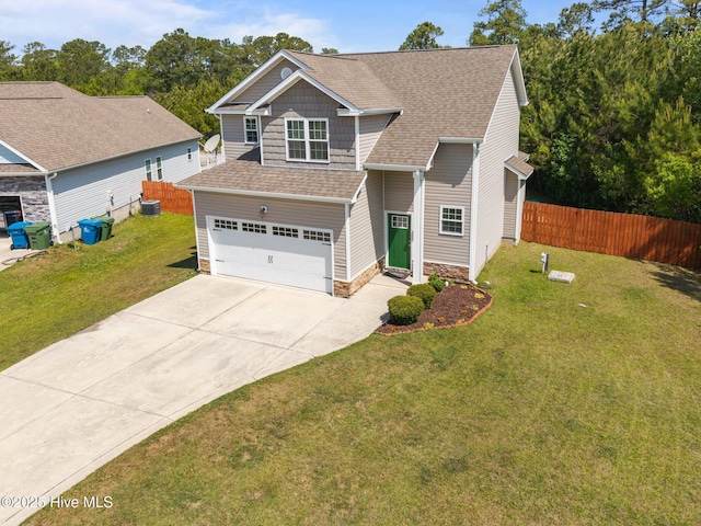 110 Costa Ct, Sneads Ferry, NC 28460 - craftsman inspired home featuring concrete driveway, an attached garage, roof with shingles, and stone siding