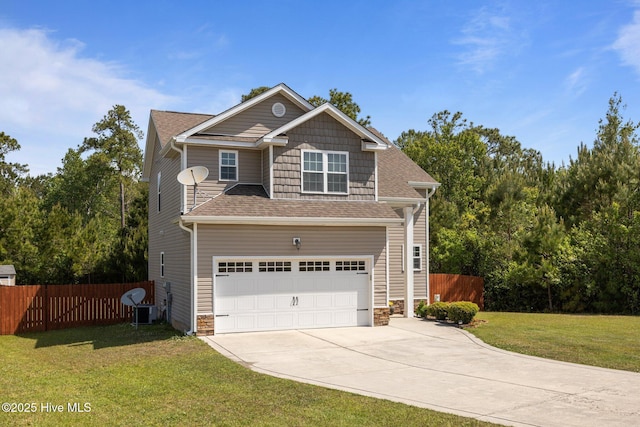 110 Costa Ct, Sneads Ferry, NC 28460 - view of front of home featuring driveway, a garage, roof with shingles, and stone siding