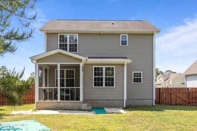 110 Costa Ct, Sneads Ferry, NC 28460 - rear view of property with a sunroom and a gate
