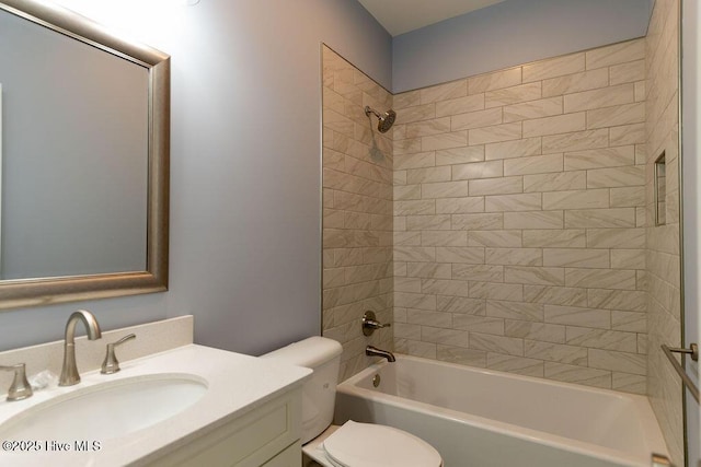 1102 Soundside Rd, Edenton, NC 27932 - bathroom featuring toilet, vanity, and shower / washtub combination