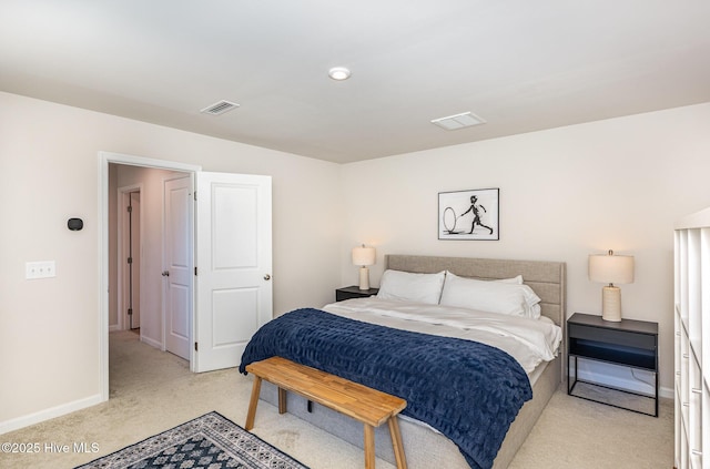 8840 Shallow Creek Trl, Bailey, NC 27807 - bedroom with visible vents, baseboards, and light colored carpet