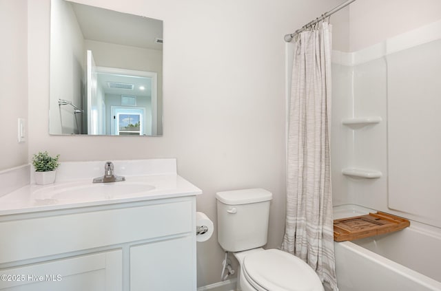 8840 Shallow Creek Trl, Bailey, NC 27807 - full bathroom featuring toilet, visible vents, shower / bath combo, and vanity