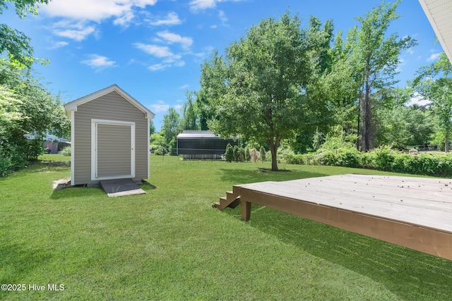 view of yard featuring an outdoor structure and a storage unit