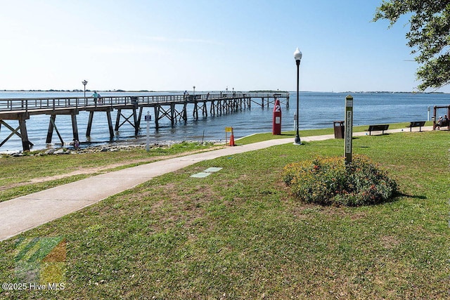 114 N Atlantic Ave, Southport, NC 28461 - dock area with a yard and a water view