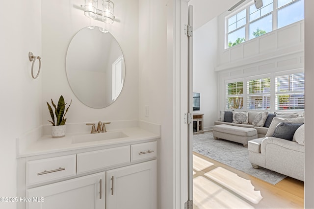 bathroom featuring vanity and wood finished floors