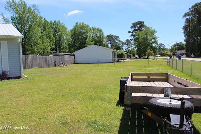 view of yard with a fenced backyard