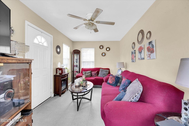 1202 S 8th St, Wilmington, NC 28401 - living area with tile patterned floors, plenty of natural light, and ceiling fan