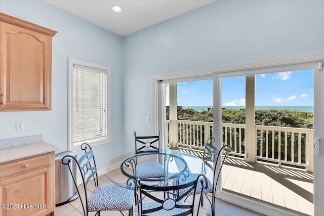 3720 Island Dr, North Topsail Beach, NC 28460 - dining area with recessed lighting and light tile patterned floors