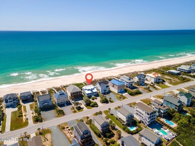 3720 Island Dr, North Topsail Beach, NC 28460 - birds eye view of property featuring a view of the beach and a water view