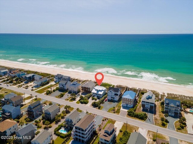3720 Island Dr, North Topsail Beach, NC 28460 - drone / aerial view featuring a water view, a beach view, and a residential view