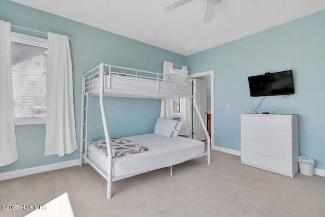 3720 Island Dr, North Topsail Beach, NC 28460 - bedroom featuring baseboards, carpet flooring, and ceiling fan
