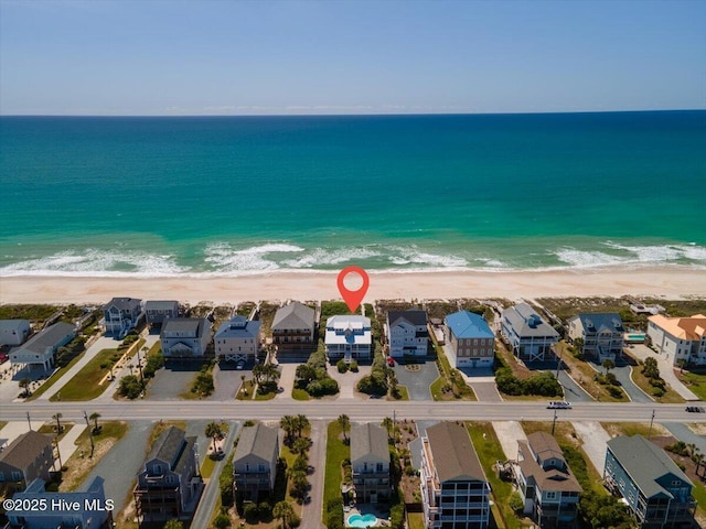 3720 Island Dr, North Topsail Beach, NC 28460 - aerial view with a water view, a view of the beach, and a residential view
