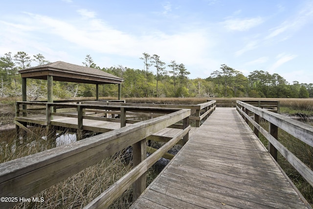 view of dock featuring a gazebo