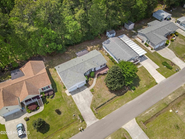 aerial view with a residential view