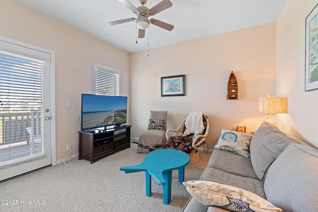 48 Wilmington St, Ocean Isle Beach, NC 28469 - living area featuring carpet and ceiling fan