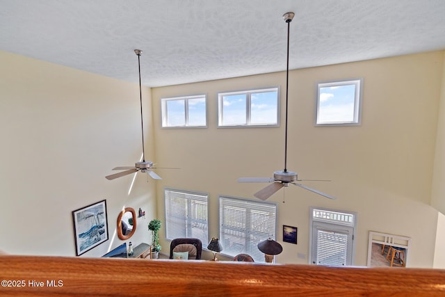 48 Wilmington St, Ocean Isle Beach, NC 28469 - detailed view of ceiling fan and a textured ceiling