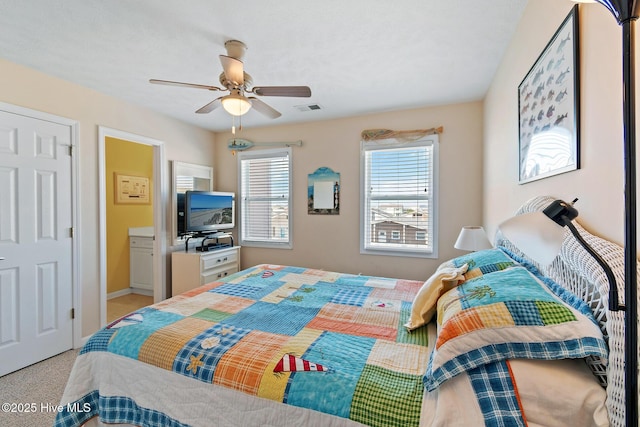 48 Wilmington St, Ocean Isle Beach, NC 28469 - carpeted bedroom featuring a ceiling fan and baseboards