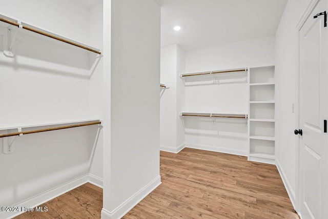 walk in closet featuring wood finished floors
