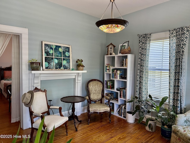 sitting room with wood finished floors