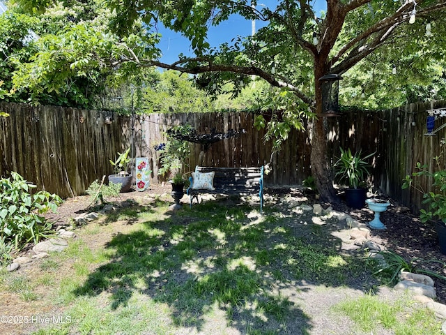 view of yard with a fenced backyard