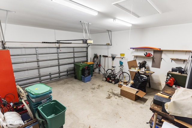 garage with a garage door opener