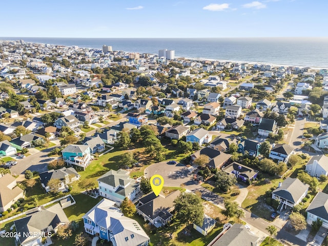 aerial view featuring a water view and a residential view