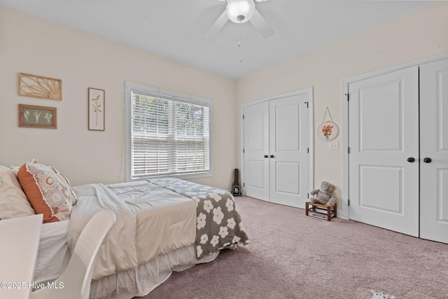 27 Pine Lake Dr, Whispering Pines, NC 28327 - carpeted bedroom with multiple closets and ceiling fan