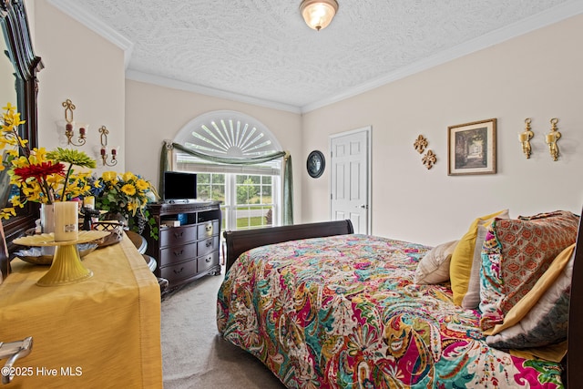 3332 Belt Rd, Castle Hayne, NC 28429 - carpeted bedroom with a textured ceiling and ornamental molding