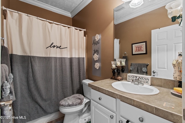3332 Belt Rd, Castle Hayne, NC 28429 - bathroom featuring ornamental molding, vanity, toilet, and a shower with curtain