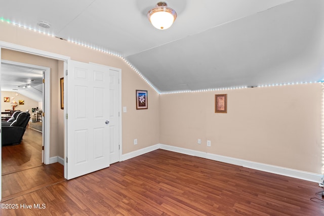 3332 Belt Rd, Castle Hayne, NC 28429 - additional living space featuring lofted ceiling, a ceiling fan, wood finished floors, and baseboards