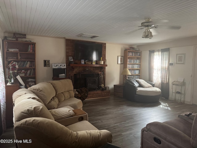 212 S Spence Ave, Goldsboro, NC 27534 - living room with wood finished floors, a ceiling fan, and wood ceiling