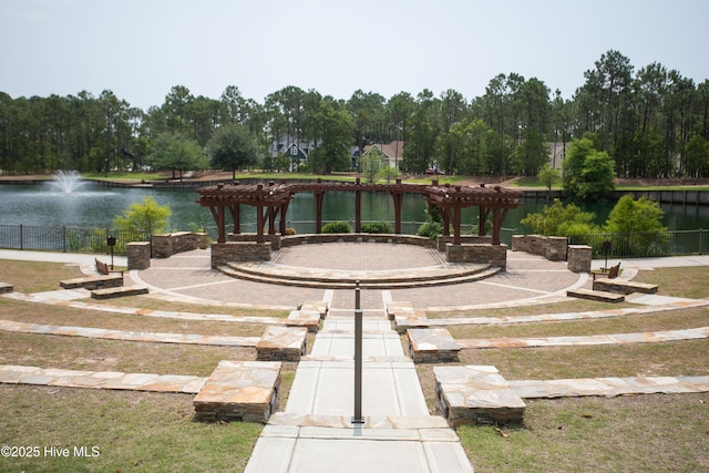 3733 Winstead Cir, Southport, NC 28461 - surrounding community with a water view and a pergola