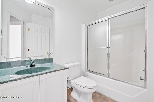 600 Sea Castle Ct, Wilmington, NC 28412 - full bath featuring toilet, combined bath / shower with glass door, vanity, and crown molding