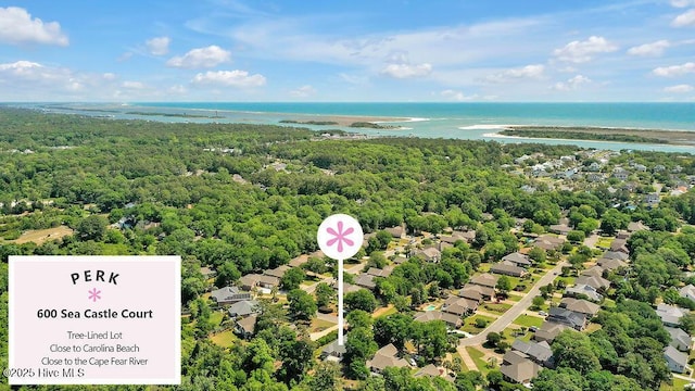 600 Sea Castle Ct, Wilmington, NC 28412 - bird's eye view featuring a water view, a residential view, and a view of trees