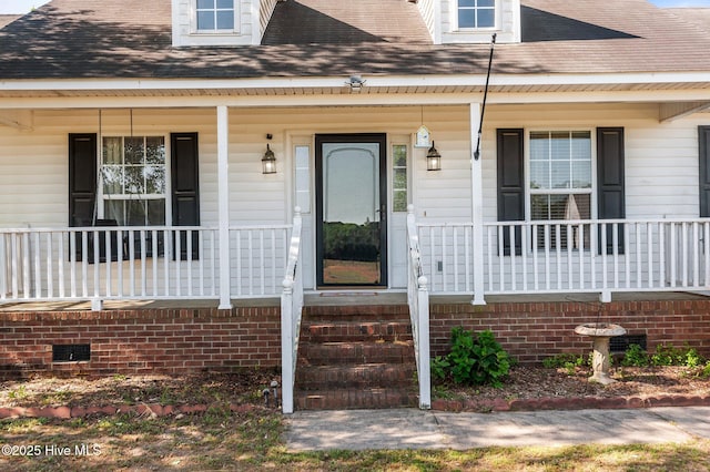 5065 Chris Rd, Bailey, NC 27807 - property entrance with covered porch and a shingled roof