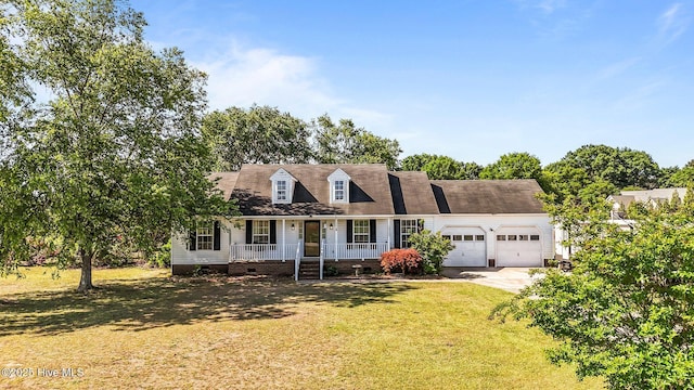 5065 Chris Rd, Bailey, NC 27807 - cape cod house with a porch, crawl space, an attached garage, and a front yard