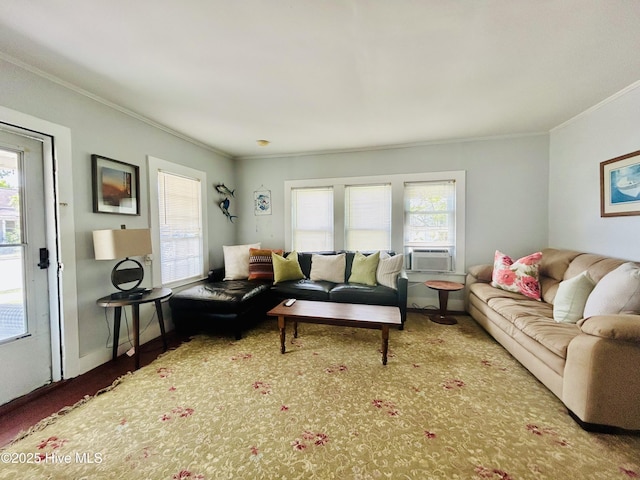 417 Turner St, Beaufort, NC 28516 - living room featuring ornamental molding and cooling unit