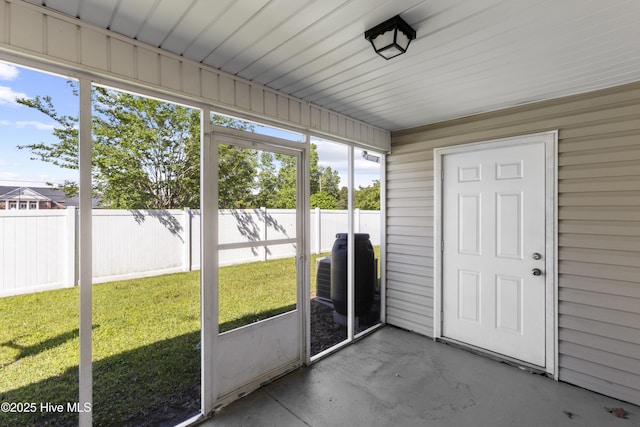 view of unfurnished sunroom