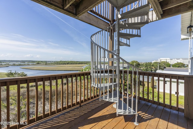 615 N New River Dr Unit E, Surf City, NC 28445 - deck with stairs and a water view