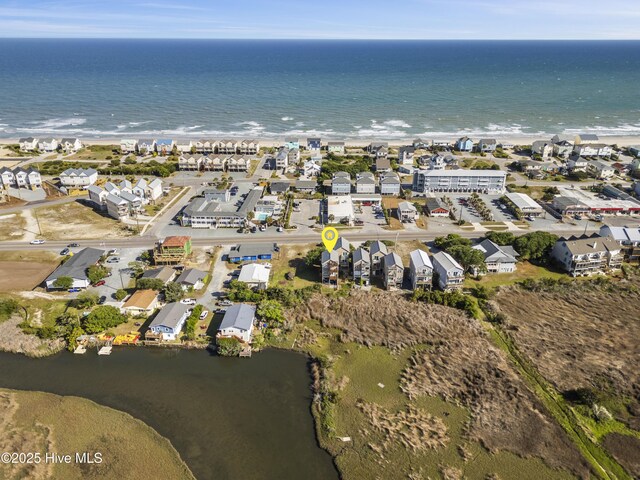 615 N New River Dr Unit E, Surf City, NC 28445 - drone / aerial view featuring a water view and a view of the beach