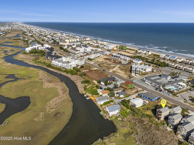 615 N New River Dr Unit E, Surf City, NC 28445 - drone / aerial view with a water view, a residential view, and a view of the beach