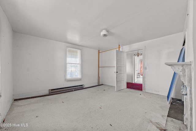 unfurnished bedroom featuring a baseboard radiator