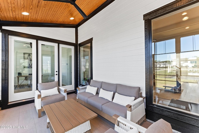 view of patio / terrace with a ceiling fan and an outdoor hangout area