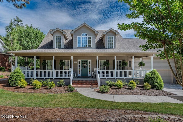 920 Diamondhead Dr S, Pinehurst, NC 28374 - country-style home with a porch, a shingled roof, and a garage