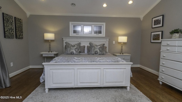 1914 Howard Ave, Tarboro, NC 27886 - bedroom with dark wood-style flooring, ornamental molding, baseboards, and recessed lighting
