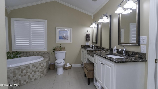1914 Howard Ave, Tarboro, NC 27886 - full bath with a sink, double vanity, crown molding, and vaulted ceiling