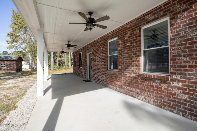 view of patio / terrace with ceiling fan