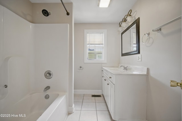 902 Hunnicutt Ave, Elizabeth City, NC 27909 - full bathroom with tile patterned flooring, tub / shower combination, baseboards, and vanity